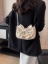 White Bow & Faux Pearl Decor Hobo Bag for Women