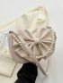 White Bow & Faux Pearl Decor Hobo Bag for Women