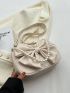 White Bow & Faux Pearl Decor Hobo Bag for Women