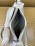 White Bow & Faux Pearl Decor Hobo Bag for Women