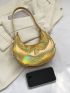 Mini Holographic Crocodile Embossed Hobo Bag for Women