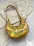 Mini Holographic Crocodile Embossed Hobo Bag for Women