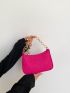 Neon Pink Hobo Bag Crocodile Embossed Funky Style