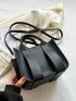 Black Square Bag Litchi Embossed Double Handle PU For Daily