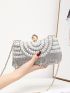 Mini Rhinestone & Faux Pearl Decor Colorblock Box Bag For Evening Party