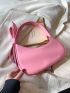 Minimalist Pink Hobo Bag Bow Decor