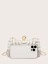 Mini Rhinestone & Faux Pearl Decor Colorblock Box Bag For Evening Party