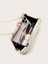 Mini Rhinestone & Faux Pearl Decor Colorblock Box Bag For Evening Party