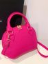 Mini Crocodile Embossed Dome Bag Neon-Pink Funky Double Handle For Summer