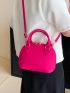 Mini Crocodile Embossed Dome Bag Neon-Pink Funky Double Handle For Summer