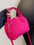 Mini Crocodile Embossed Dome Bag Neon-Pink Funky Double Handle For Summer