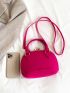 Mini Crocodile Embossed Dome Bag Neon-Pink Funky Double Handle For Summer