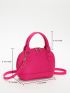 Mini Crocodile Embossed Dome Bag Neon-Pink Funky Double Handle For Summer