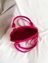 Mini Crocodile Embossed Dome Bag Neon-Pink Funky Double Handle For Summer