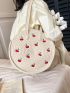 Cherry Pattern Crochet Bag for Vacation