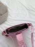 Buckle Decor Baguette Bag Metallic PU Funky