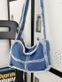 Raw Hem Hobo Bag Colorblock Casual Bag