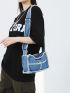 Raw Hem Hobo Bag Colorblock Casual Bag