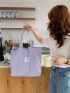 Patch Detail Shopper Bag Purple Preppy For Daily Life