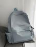 Zip Front Functional Backpack Preppy For School Camping Bag