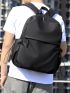 Drawstring Detail Functional Backpack Black For School Camping Bag