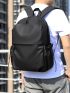 Drawstring Detail Functional Backpack Black For School Camping Bag