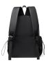 Drawstring Detail Functional Backpack Black For School Camping Bag