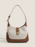 Small Retro Hobo Bag Two Tone Twist Lock For Daily Life