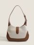 Small Retro Hobo Bag Two Tone Twist Lock For Daily Life