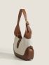 Small Retro Hobo Bag Two Tone Twist Lock For Daily Life