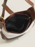 Small Retro Hobo Bag Two Tone Twist Lock For Daily Life