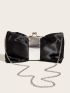 Bow Design Ruched Bag Kiss Lock Satin Glamorous For Party