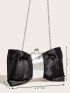 Bow Design Ruched Bag Kiss Lock Satin Glamorous For Party