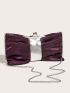 Bow Design Ruched Bag Kiss Lock Satin Glamorous For Party