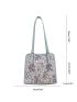 Jacquard Square Bag Chain Decor Patch Detail PU For Daily Life