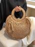 Tassel Decor Straw Bag Top Ring Vacation For Summer Beach Bag