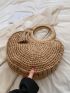 Tassel Decor Straw Bag Top Ring Vacation For Summer Beach Bag