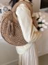 Tassel Decor Straw Bag Top Ring Vacation For Summer Beach Bag