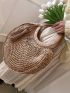 Tassel Decor Straw Bag Top Ring Vacation For Summer Beach Bag