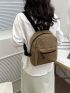 Quilted Classic Backpack Zip Front Black For Daily Life