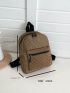 Quilted Classic Backpack Zip Front Black For Daily Life