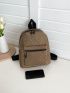 Quilted Classic Backpack Zip Front Black For Daily Life