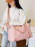 Minimalist Large Capacity Travel Bag With Double Handle Pink For Travel Polyester