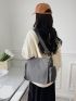 Fashionable Large Capacity Messenger Bag Gray Multi Pocket Adjustable Strap For Daily