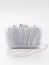 Mini Elegant Box Bag With Chain Pleated Detail For Party