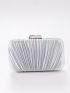 Mini Elegant Box Bag With Chain Pleated Detail For Party