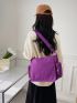 Fashionable Large Capacity Messenger Bag Purple Multi Pocket Adjustable Strap For Daily