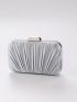 Mini Elegant Box Bag With Chain Pleated Detail For Party