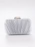 Mini Elegant Box Bag With Chain Pleated Detail For Party