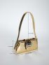 Metallic Buckle Decor Baguette Bag for Women